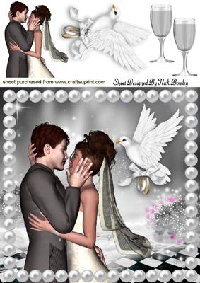 Magical Wedding with White Dove & Pearls 8x8