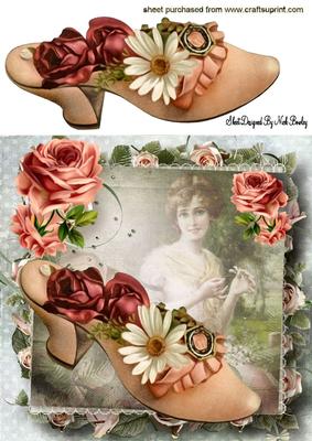 Pretty Roses with Vintage Shoe 8x8