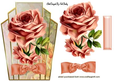 Peach Roses with Bow on Art Deco Topper