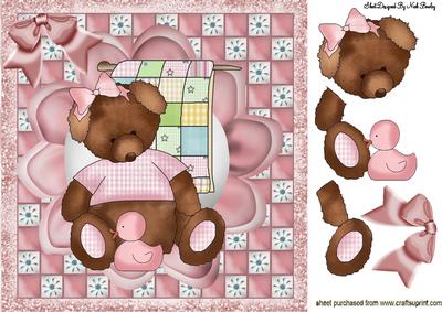 Teddy Bear with Her Little Blanket 8x8