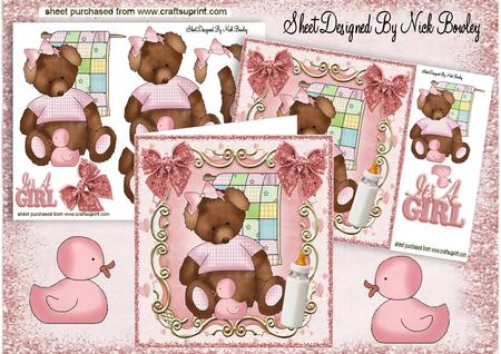 Baby Bear with Pink Duck & Favourite Blanket 8x8 Mini Kit