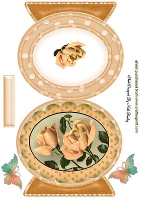 Peach Roses and Butterflies Quick Card