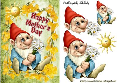 Happy Mothers Day Gnome with Daisies