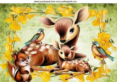 Oh! She is So Cute! Baby Deer in Daffodil Frame A4