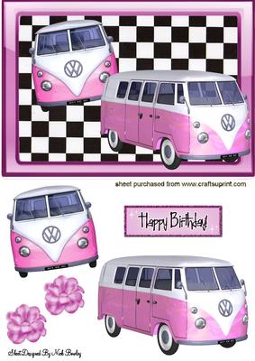 Lovely Pink Volkswagon Camper Van