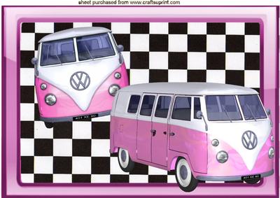 Lovely Pink Volkswagon Camper Van A4