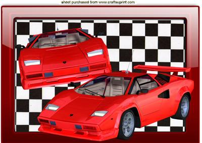 Red Ferrari Cars in Glass Frame A4