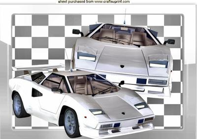 White Ferrari Cars in Glass Frame A4