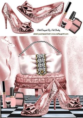 Sparkle Handbag, Sparkle Shoes, & Makeup 8x8
