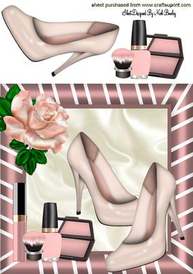 Pretty Pink Shoes & Lippy 8x8 with Rose 8x8