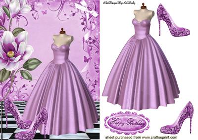 Evening Gown with Lilac Magnolias
