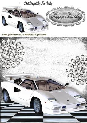 White Ferrari with Diamonds 8x8