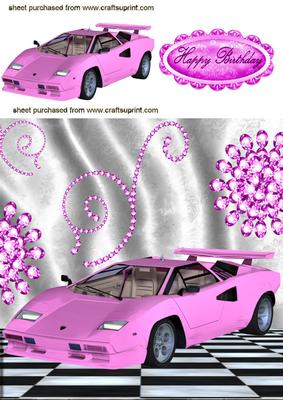 Pink Ferrari with Diamonds 8x8