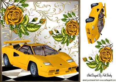 Gold Ferrari with Roses 8x8