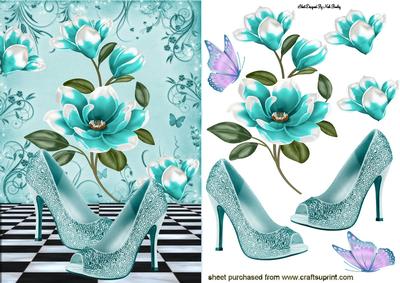 Turq Sparkle Shoes with Turq Magnolias