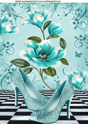 Turq Sparkle Shoes, with Turq Magnolias A4