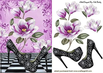 Black Diamond Shoes with Lilac Magnolias