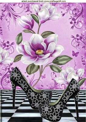 Black Diamond Shoes with Lilac Magnolias A4