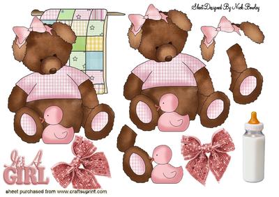 Baby Girl Teddy with Her Blanket A4