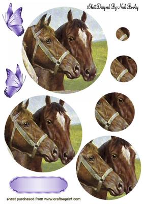 Horses with Purple Butterflies Pyramids A4