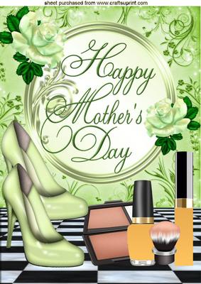 For Mum Pretty Green Shoes & Roses A4
