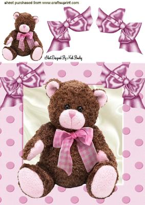 Big Cuddly Brown Bear with Bows 8x8