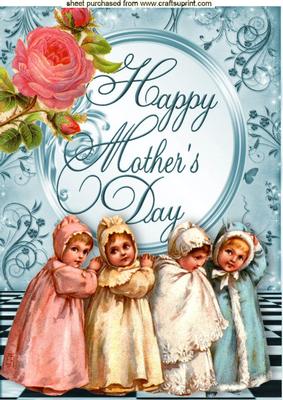 Mothers Little Vintage Girls with Roses A4