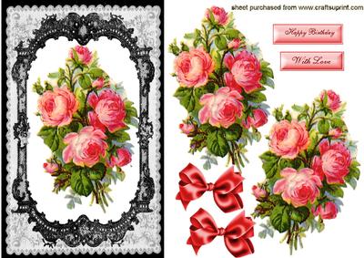 Pretty Vintage Red Roses in Black Lace Fame