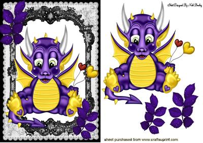 Little Dragon in Black Lace Frame