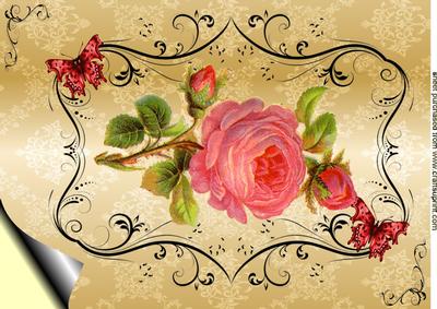 Beautiful Red Roses on Gold Background A4 Topper