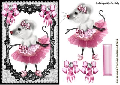 Cute Fantasy Ballerina Mouse in Lace Frame