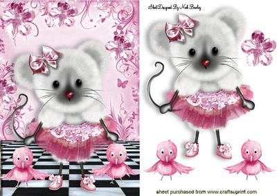 Now Copy Me Cute Ballerina Mouse with Birds