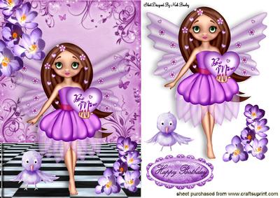Be Mine! Purple Faerie with Little Bird