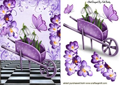Flower Wheelbarrow with Butterflies
