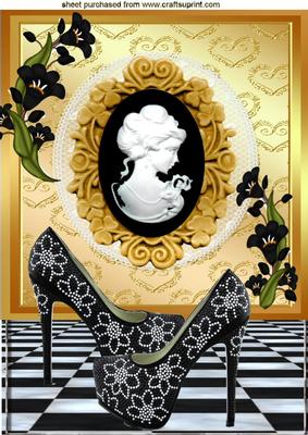 Black Sparkle Shoes with Cameo Lady A4