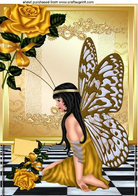 I Wonder! Who Sent Me the Gold Rose with Gold Faerie A4