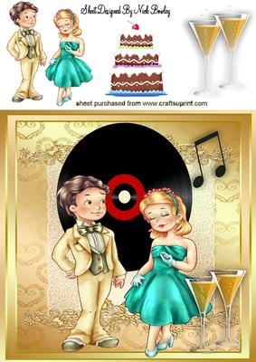 A Birthday Treat! with Cake and Champagne 8x8