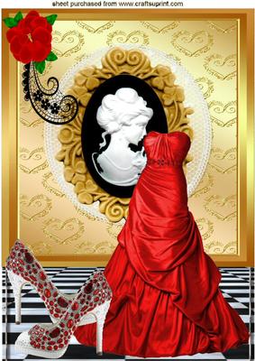 Red Gown & Red Shoes with Cameo A4