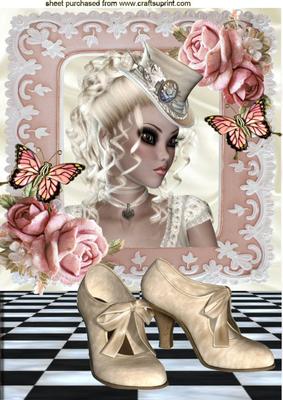 Pretty Vintage Steampunk Lady with Roses A4