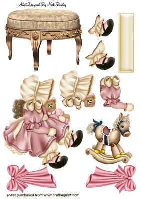 Little Bonnet Girl with a Stool A4