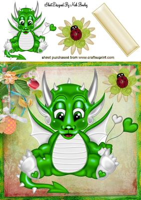 Cute Little Green Dragon 8x8
