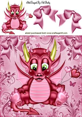 Cute Little Pink Dragon 8x8