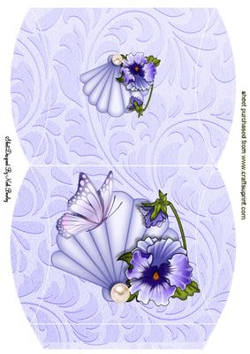 Lilac Fan with Purple Pansies & Butterfly Pillow Box
