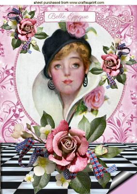 Vintage French Belle with Roses A4
