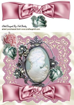 Cameo Lady with Roses and Bow 8x8