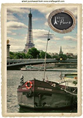 Beautiful Painting of Paris with the Eiffel Tower A4
