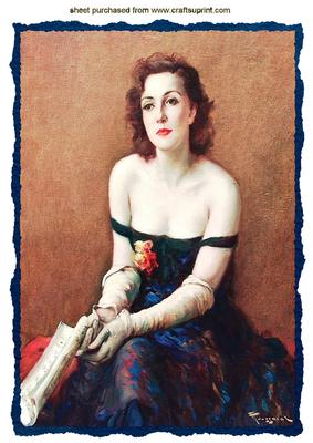 Pretty French Lady in Blue Gown A4