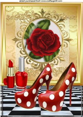 Red Rose, Red Polka Dot Shoes, and Lippy A4
