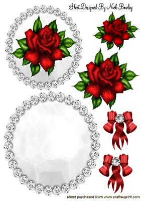 Red Roses on a Diamond Rocker Card