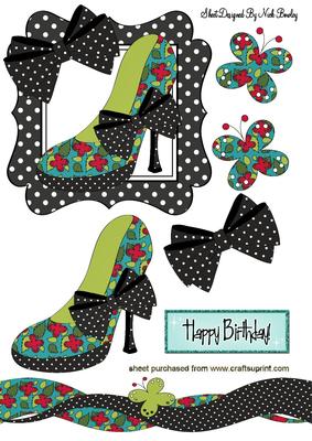 Floral Shoe with Gingham Bow & Border